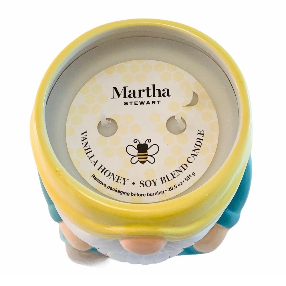 NEW Martha Stewart Beehive Bee Gnome Ceramic Canister Jar Candle 20.5 oz π - Picture 6 of 9